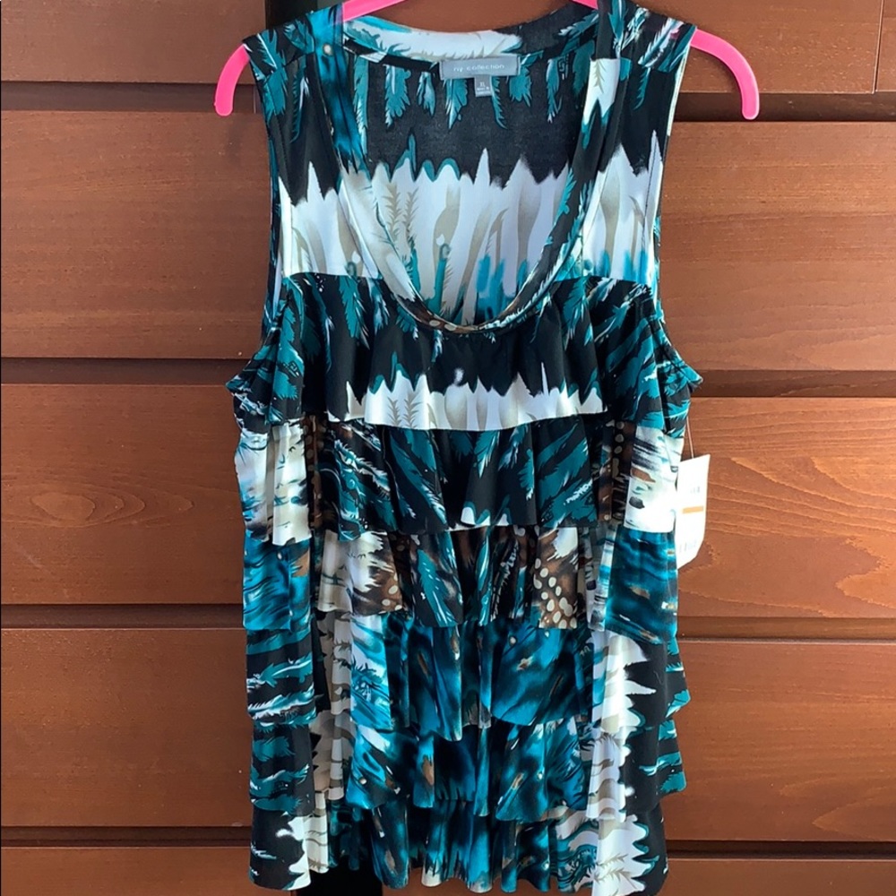NY Collection Sleeveless Ruffle Blouse